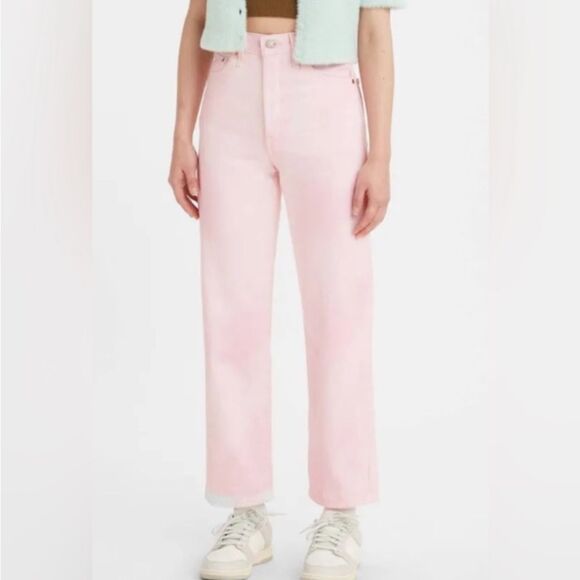 NWT Levi's Premium Jeans Size 32 x 27 Pink Ribcage Straight Ankle Tie Dye‎ - Picture 13 of 14